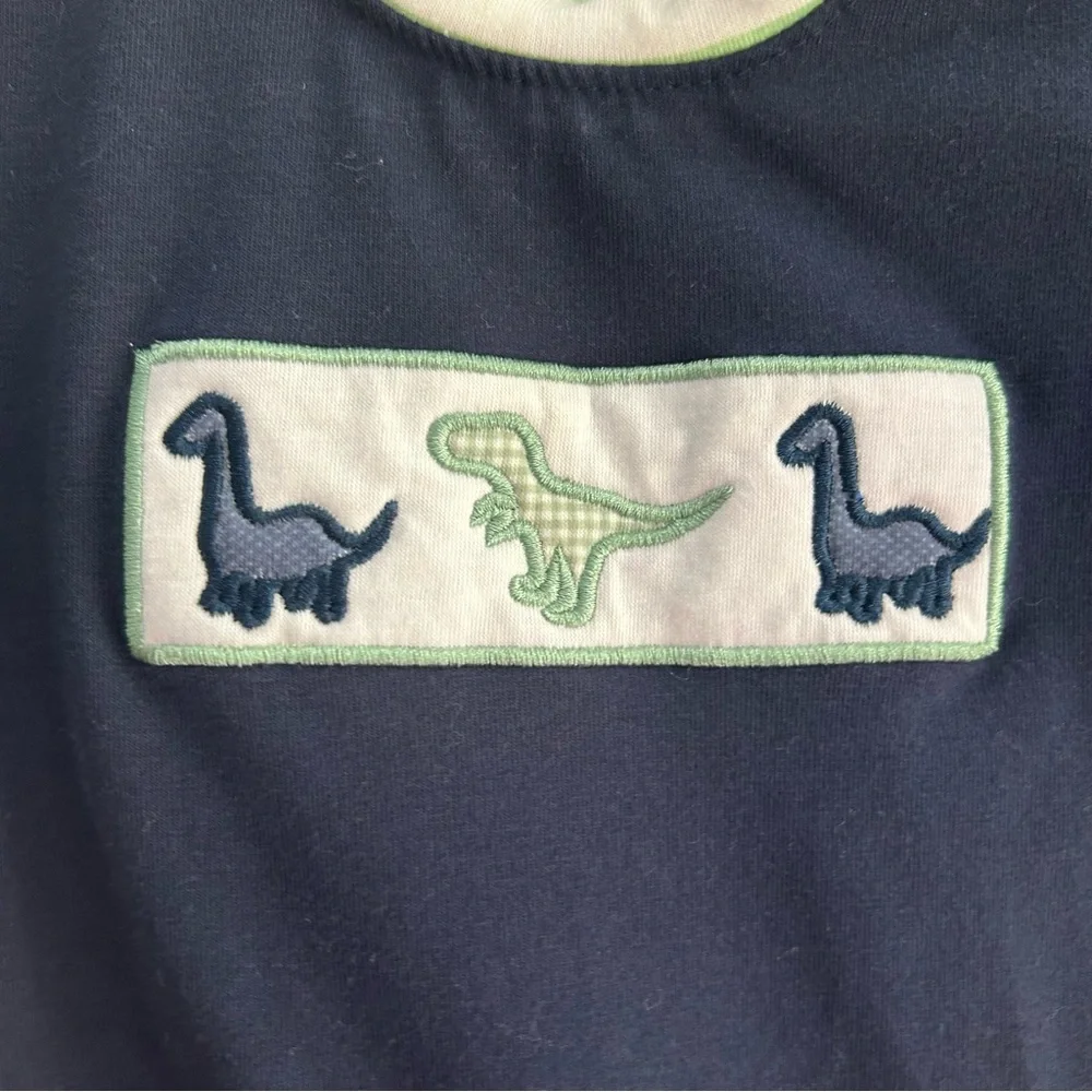 Honey Bean Dinosaur Romper Navy Blue